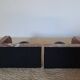 Pair of red marble bookends with black stone spheres – Art Style