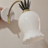 Duo of opaline brass wall lamps black or white finish of your choice
