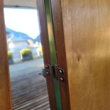 Large vintage teak triptych mirror