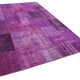 Hand-knotted oriental overdyed 190 cm x 300 cm purple patchwork carpet
