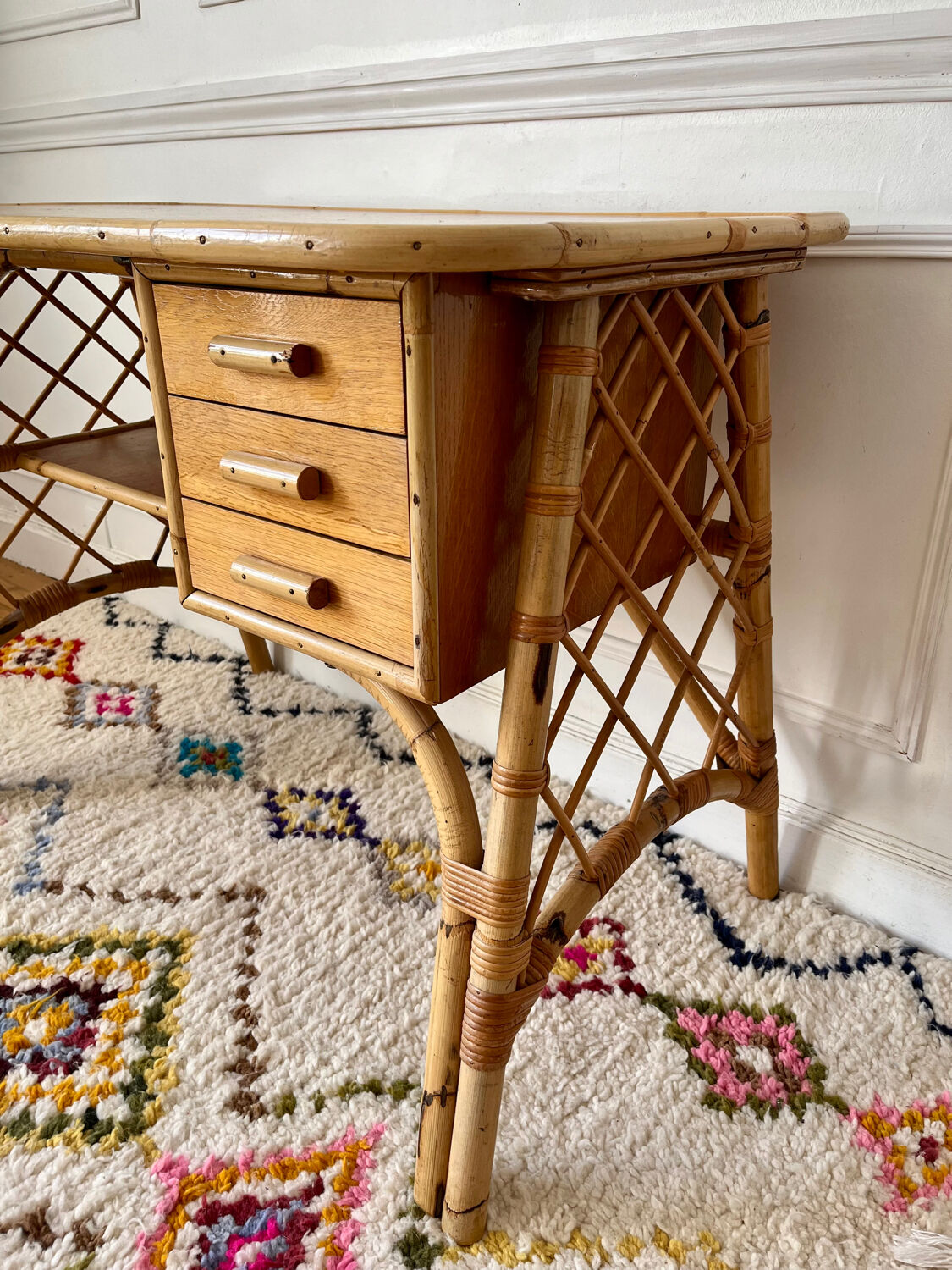 Vintage rattan desk