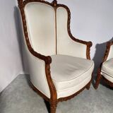 Pair of neoclassical style bergère armchairs