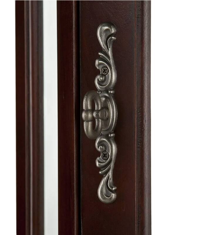 Corner Wine Cabinet with Glass Doors, Peach Blossom Wood Finish