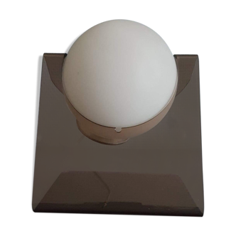 smoked Plexiglas and white opaline globe from the 70s