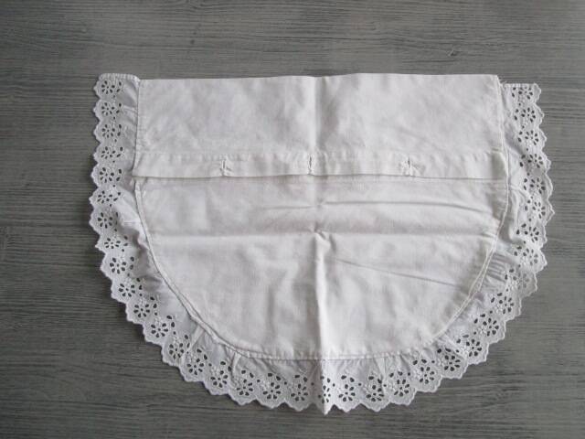 Antique embroidered crescent-shaped cradle pillowcase
