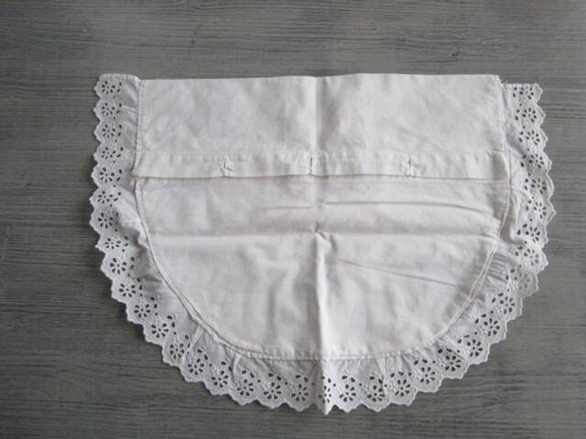 Antique embroidered crescent-shaped cradle pillowcase