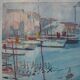 Huile sur panneau bois représentant le port de Marseille