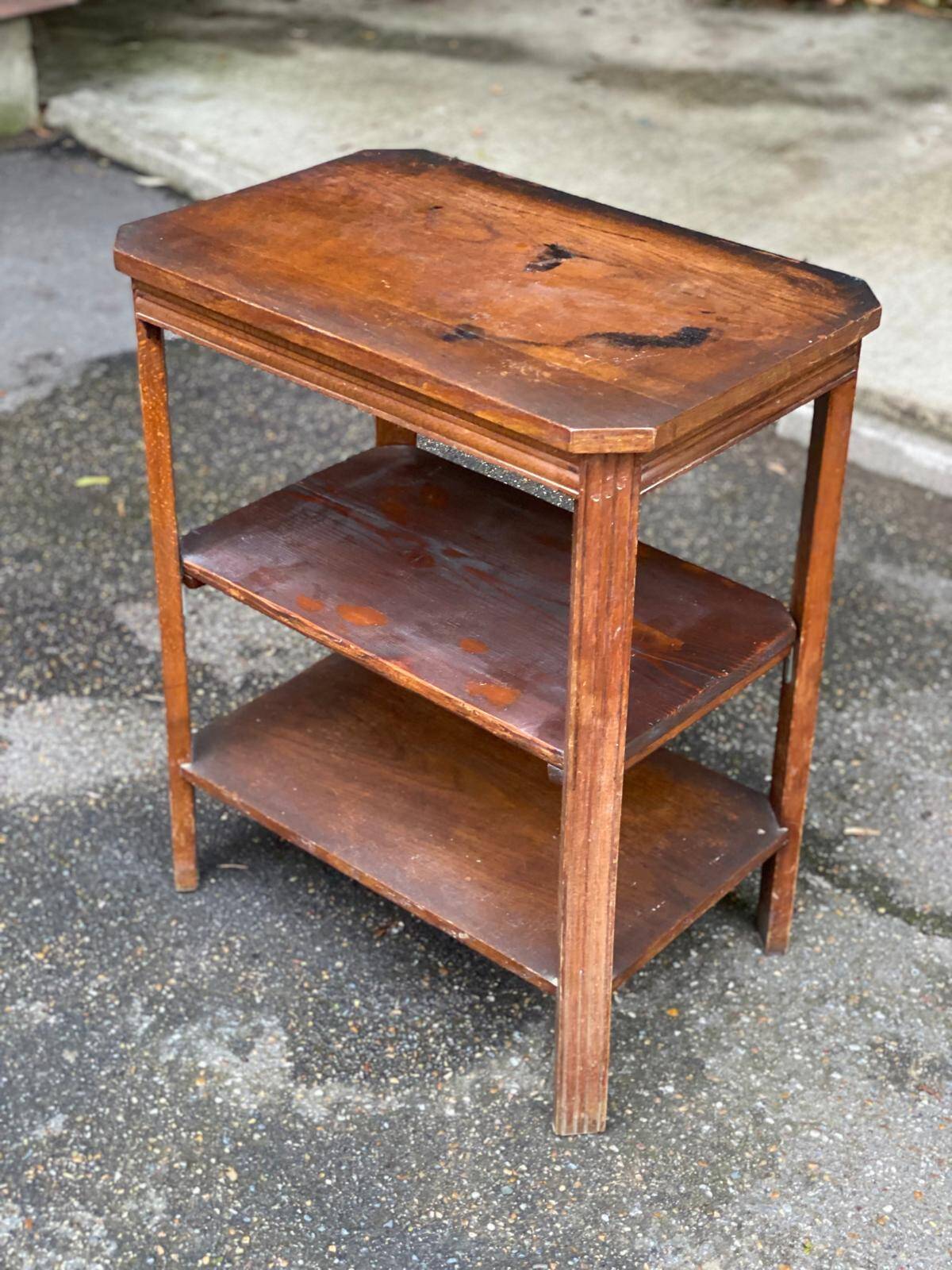 1950s Art Deco solid wood shelf with drawer