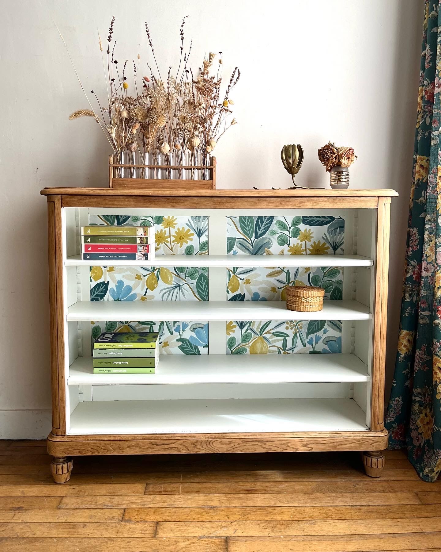 Low oak bookcase