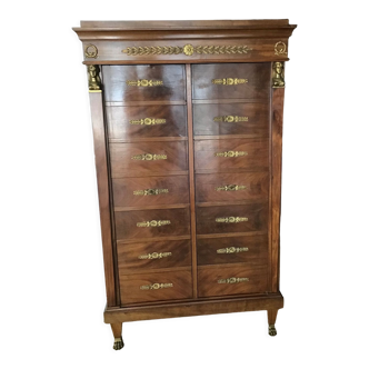 Empire style mahogany weekly decorated with two caryatids and bronze lion legs