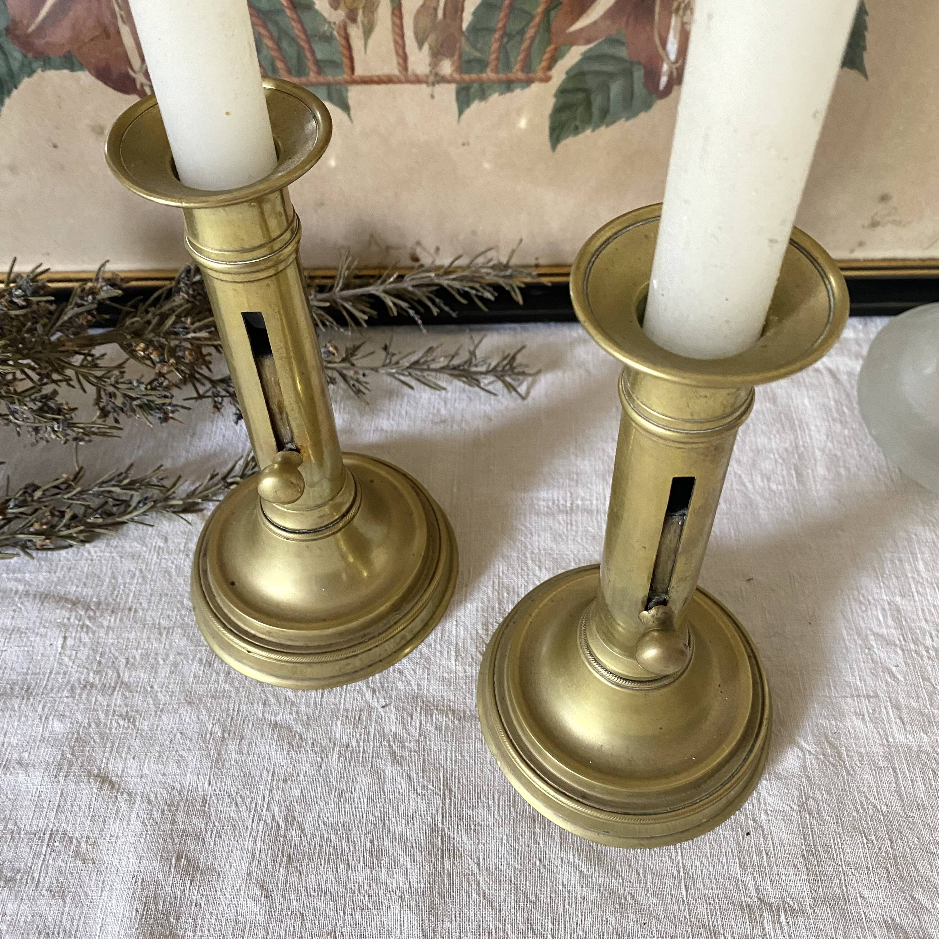 Pair of gilded brass candlesticks