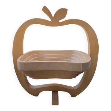 Foldable wooden fruit basket and trivet