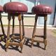 Lot de 4 tabourets de bar cuir et bois