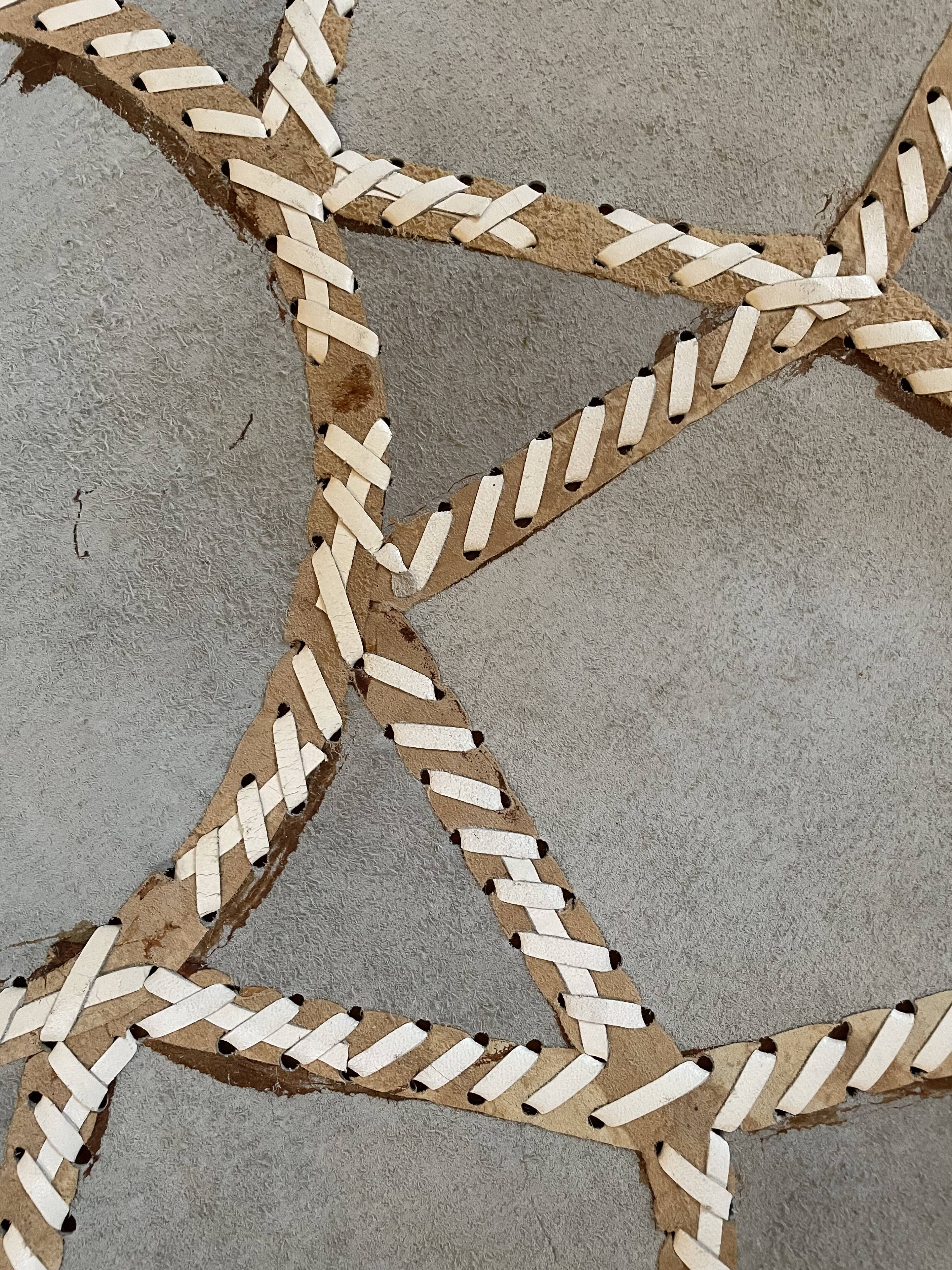 Vintage round cowhide rug 70