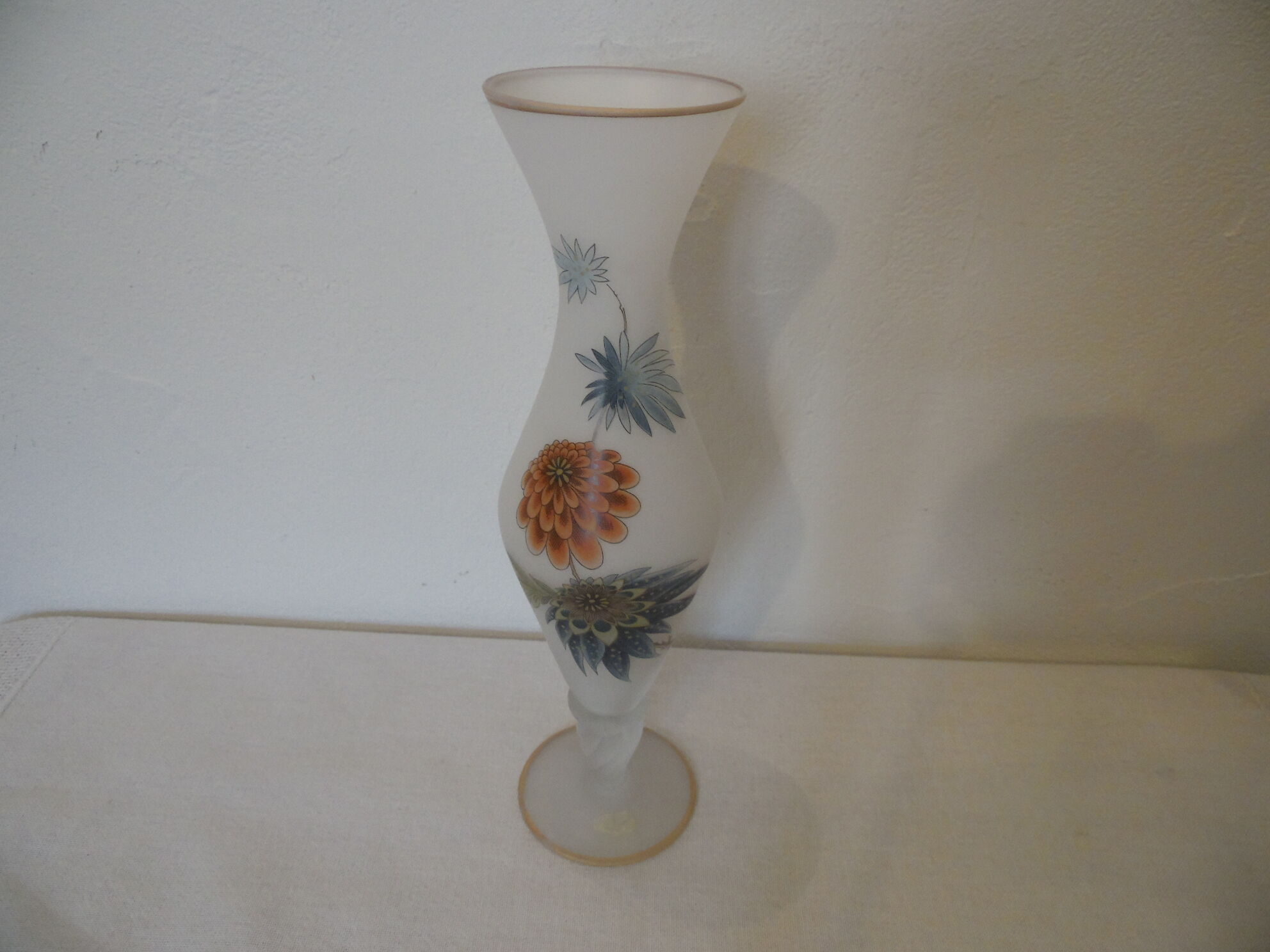 Vase glass frosted deco floral