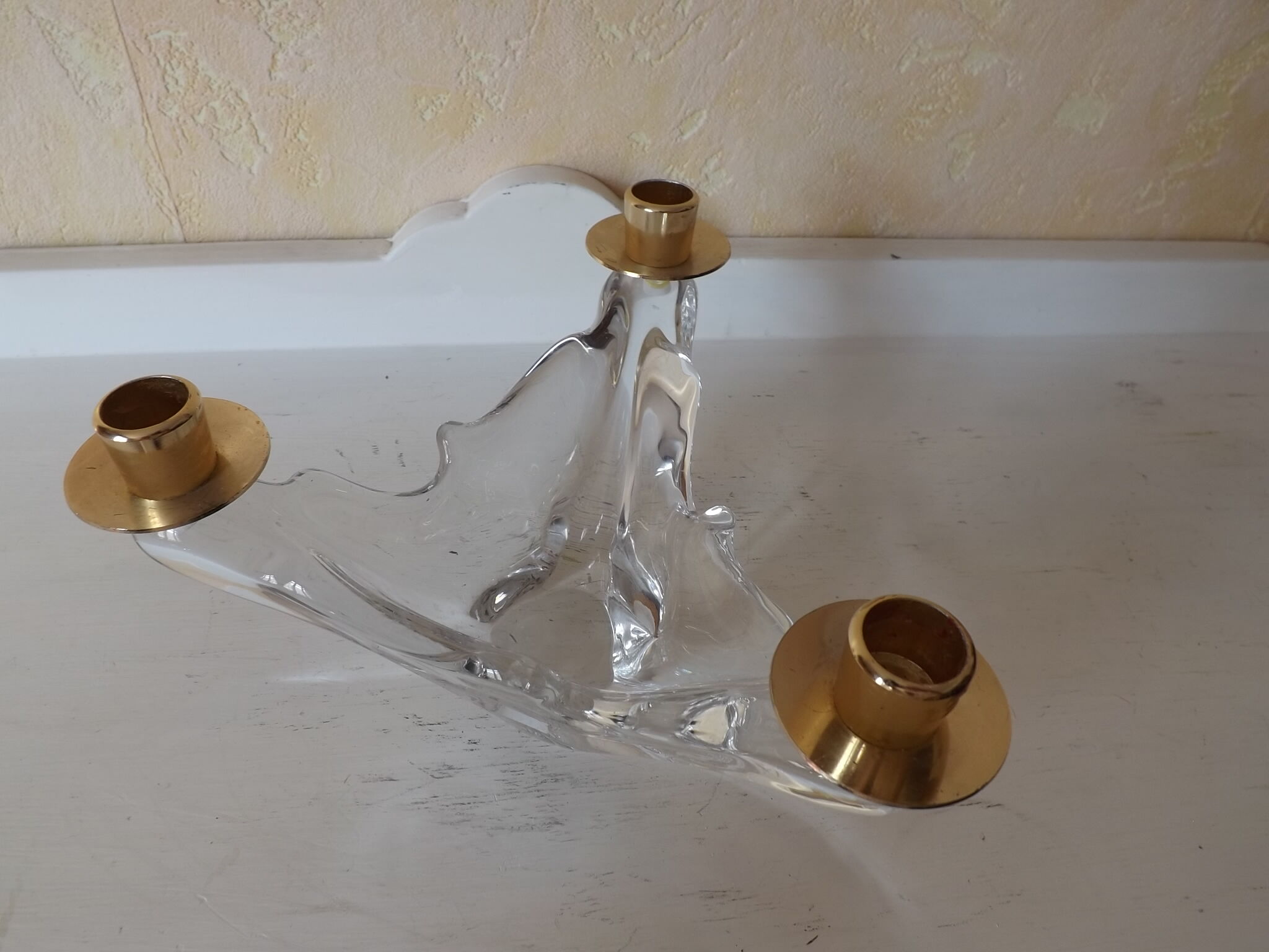 Candlestick in crystal signed Schneider vintage 1970