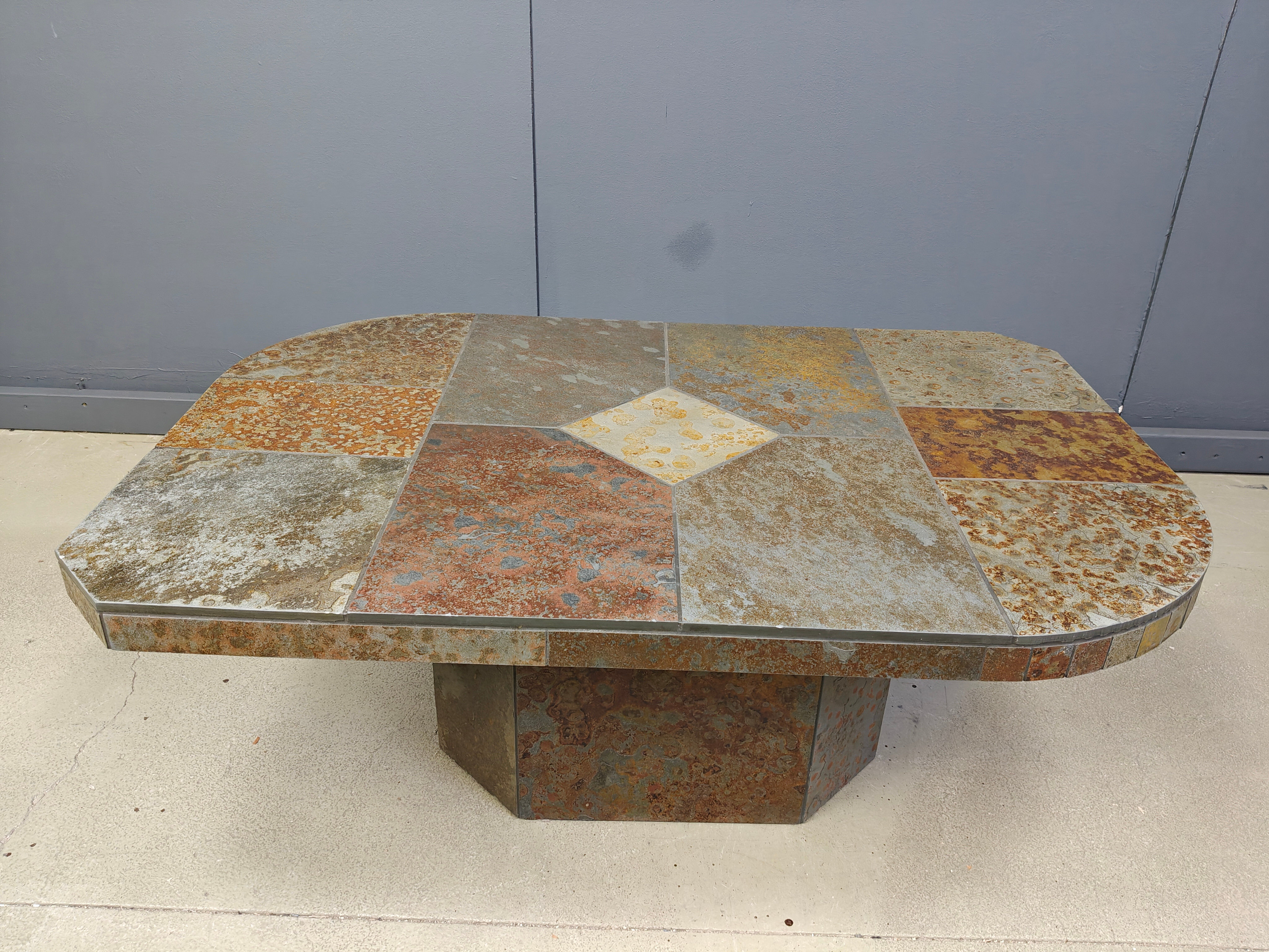 Brutalist slate stone coffee table, 1980s