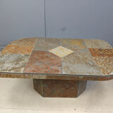 Brutalist slate stone coffee table, 1980s
