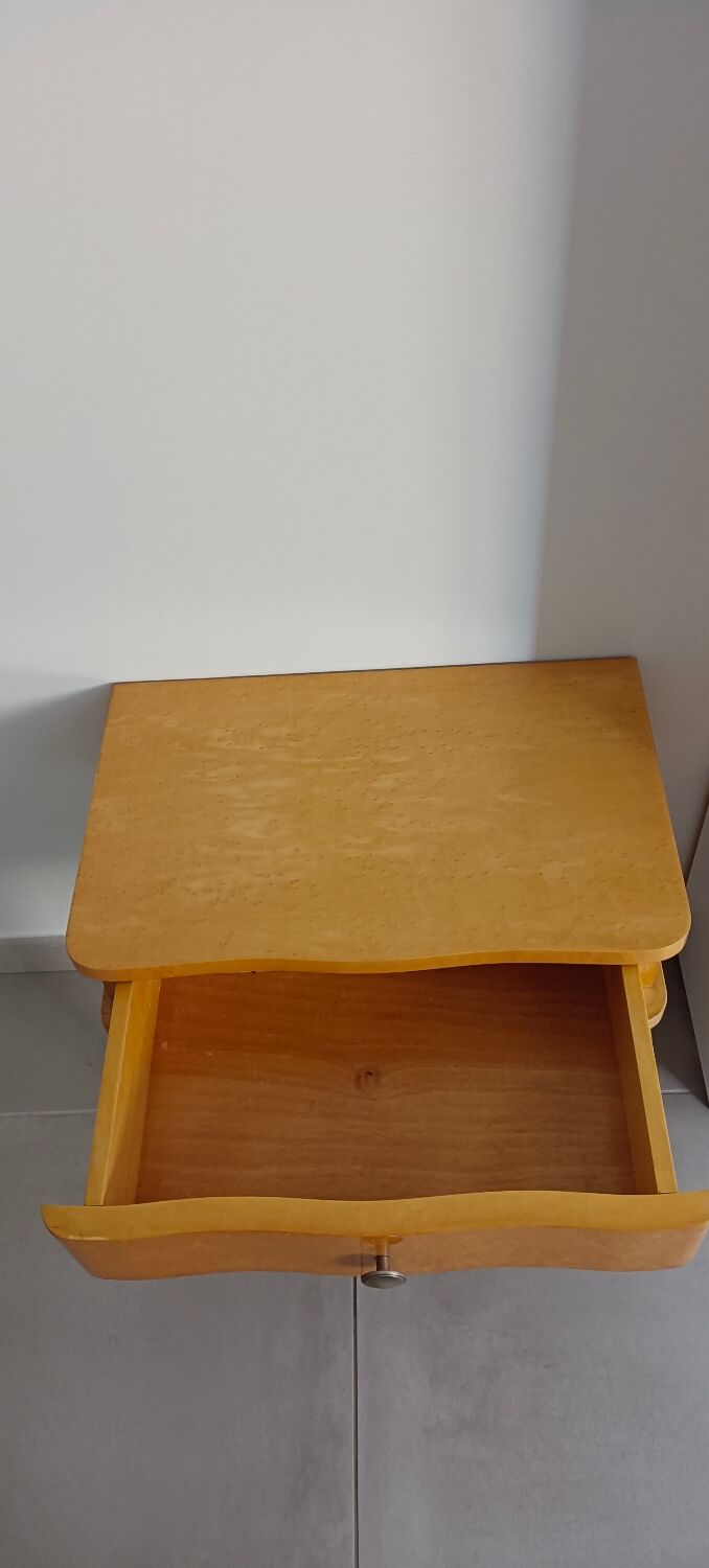 Table d'appoint chevet bout de canapé en bois clair style art déco