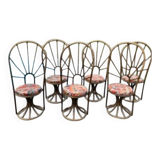 Set of 6 vintage rattan chairs