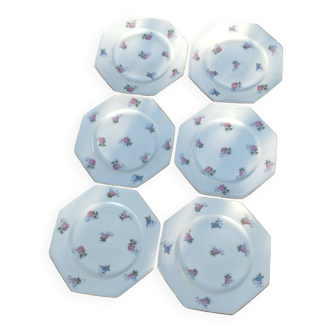 Set of 6 flat plates in Limoges porcelain
