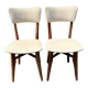 Pair of vintage chairs with upholstered backrest and seat, 1950s style.