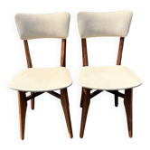 Pair of vintage chairs with upholstered backrest and seat, 1950s style.