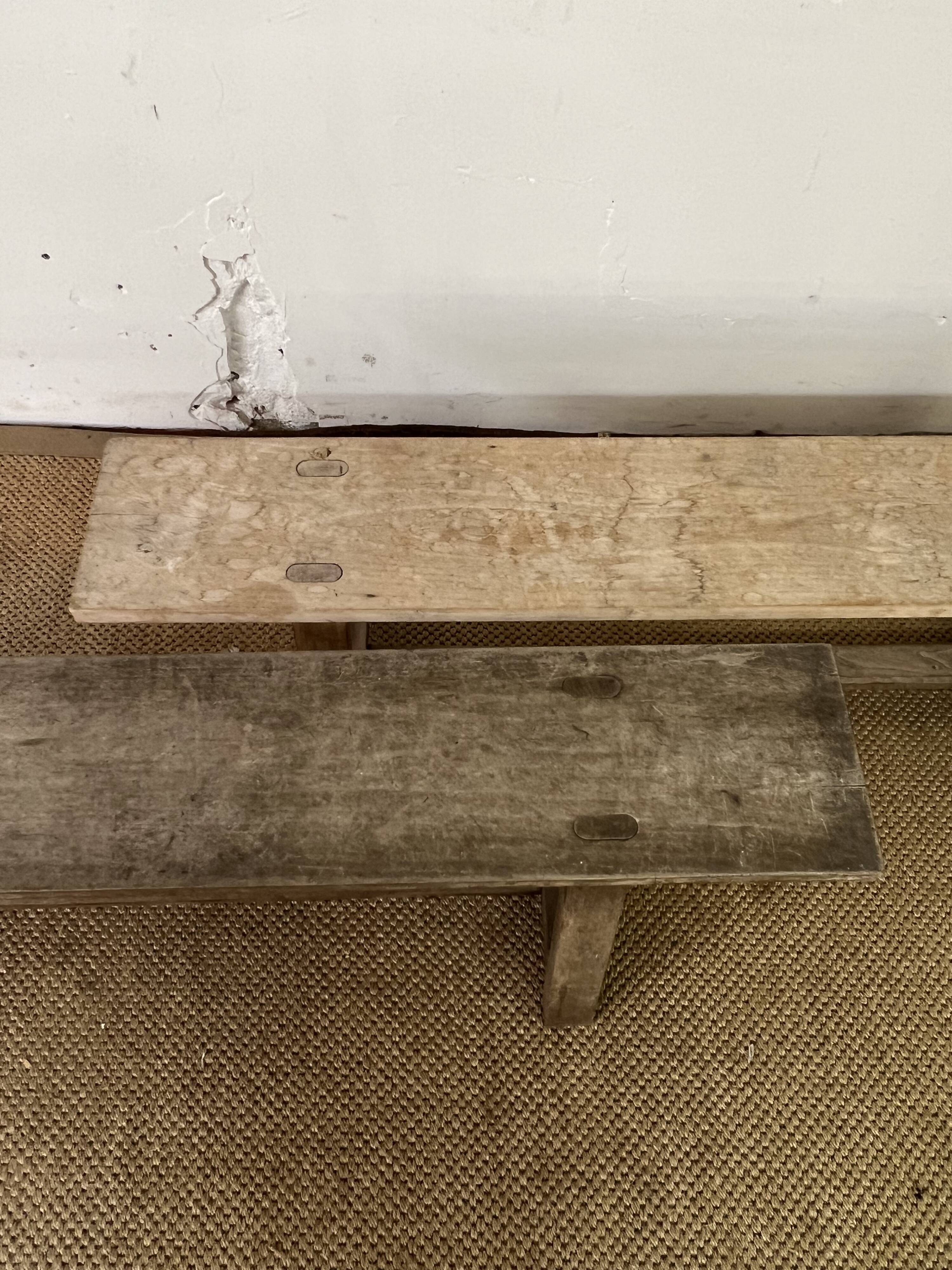 Pair of vintage wooden benches