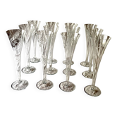 Set of 12 large vintage champagne flutes - frosted glass plant decor