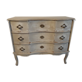 Chest of drawers patinated white crossbow