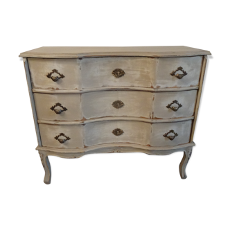 Chest of drawers patinated white crossbow
