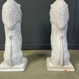 Pair of Renaissance style terracotta lion sculptures, 1950s