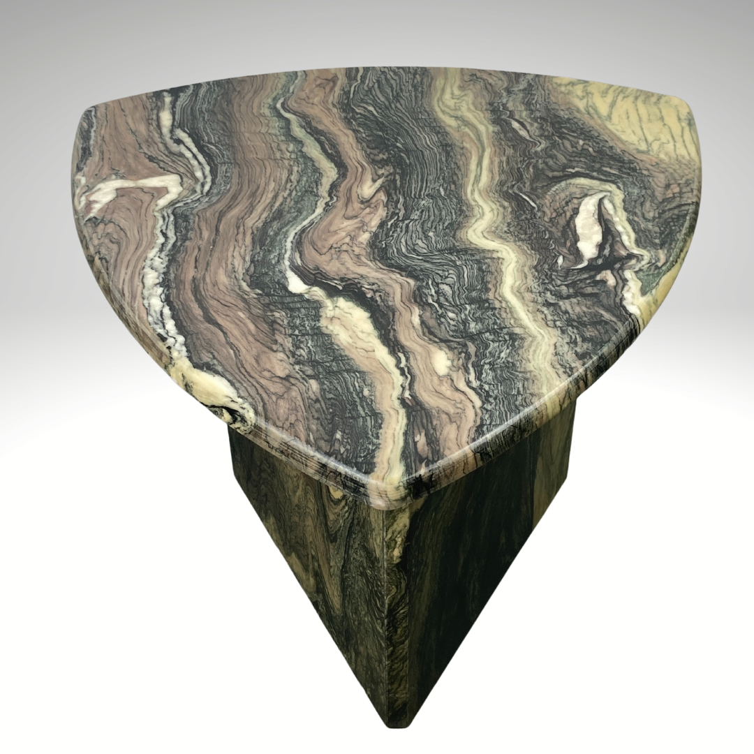 Cipollino marble kidney oval side table, Italy