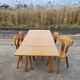 Vintage dining set - blond oak 1970s - extendable table and 4 chairs
