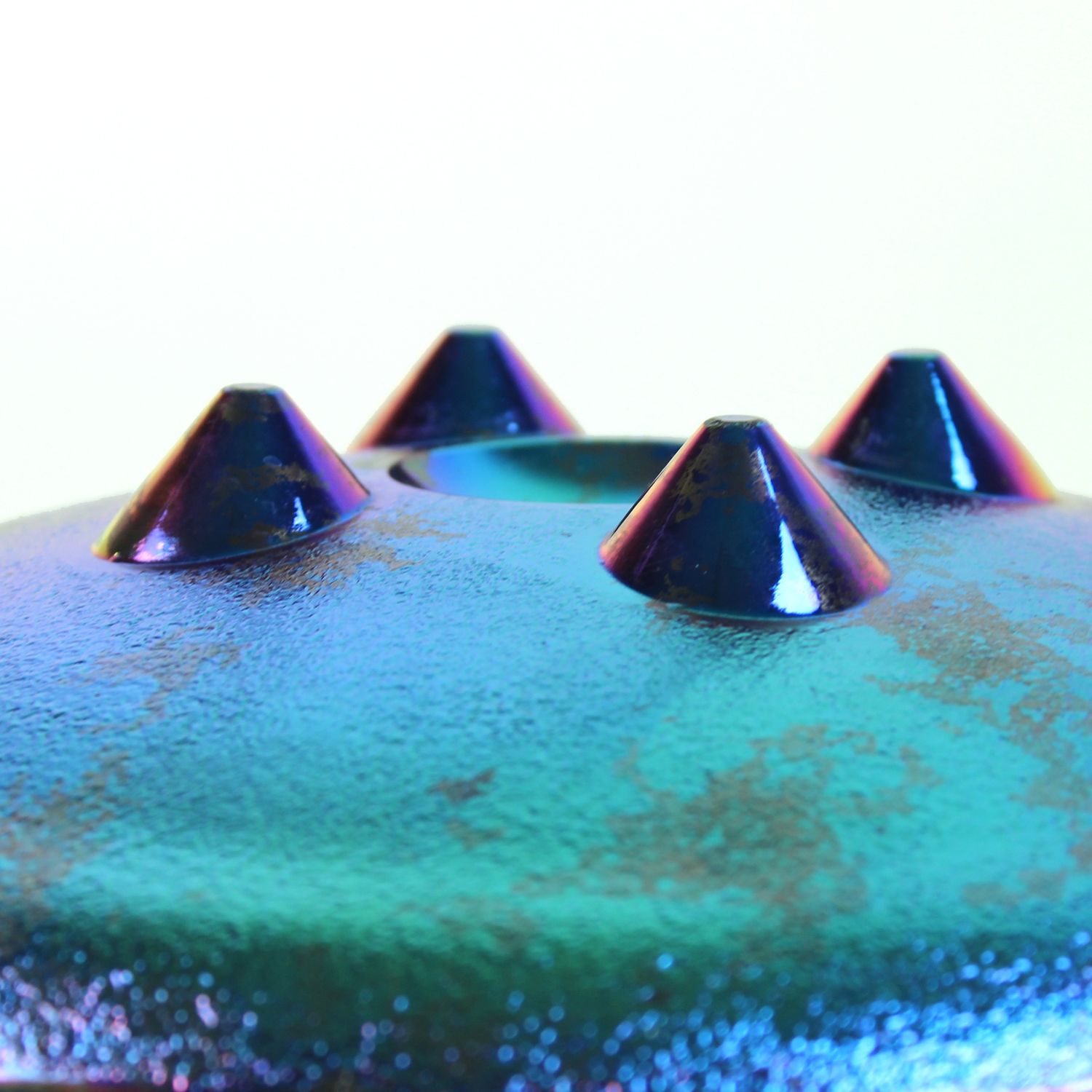 Rare iridescent art glass trinket bowl by Jiri Zemon for Rudolfova Hut