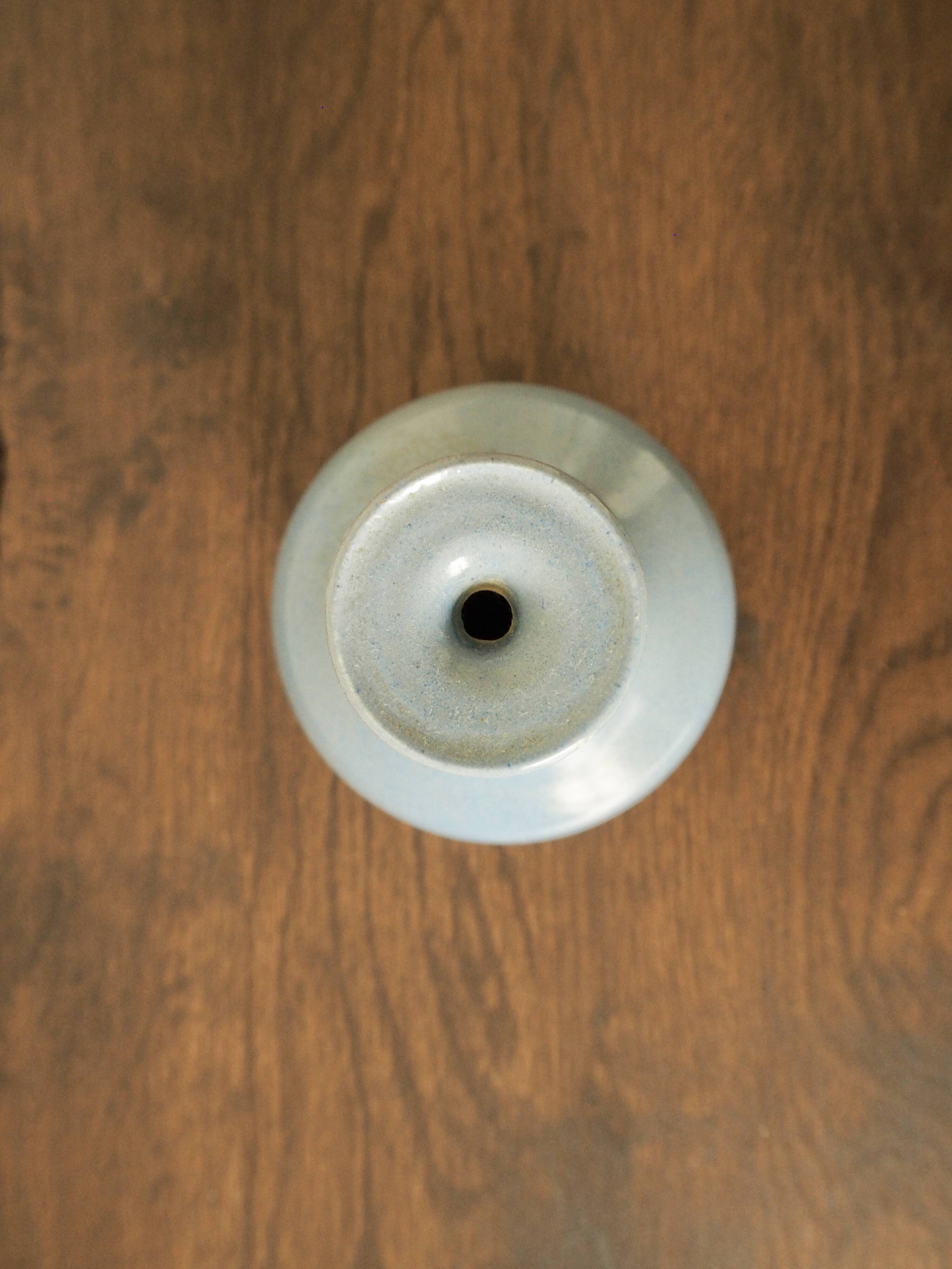 Handcrafted soliflore in blue ceramic signed JS