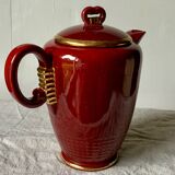 Antique Saint Clément coffee pot in burgundy and gold