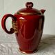 Antique Saint Clément coffee pot in burgundy and gold