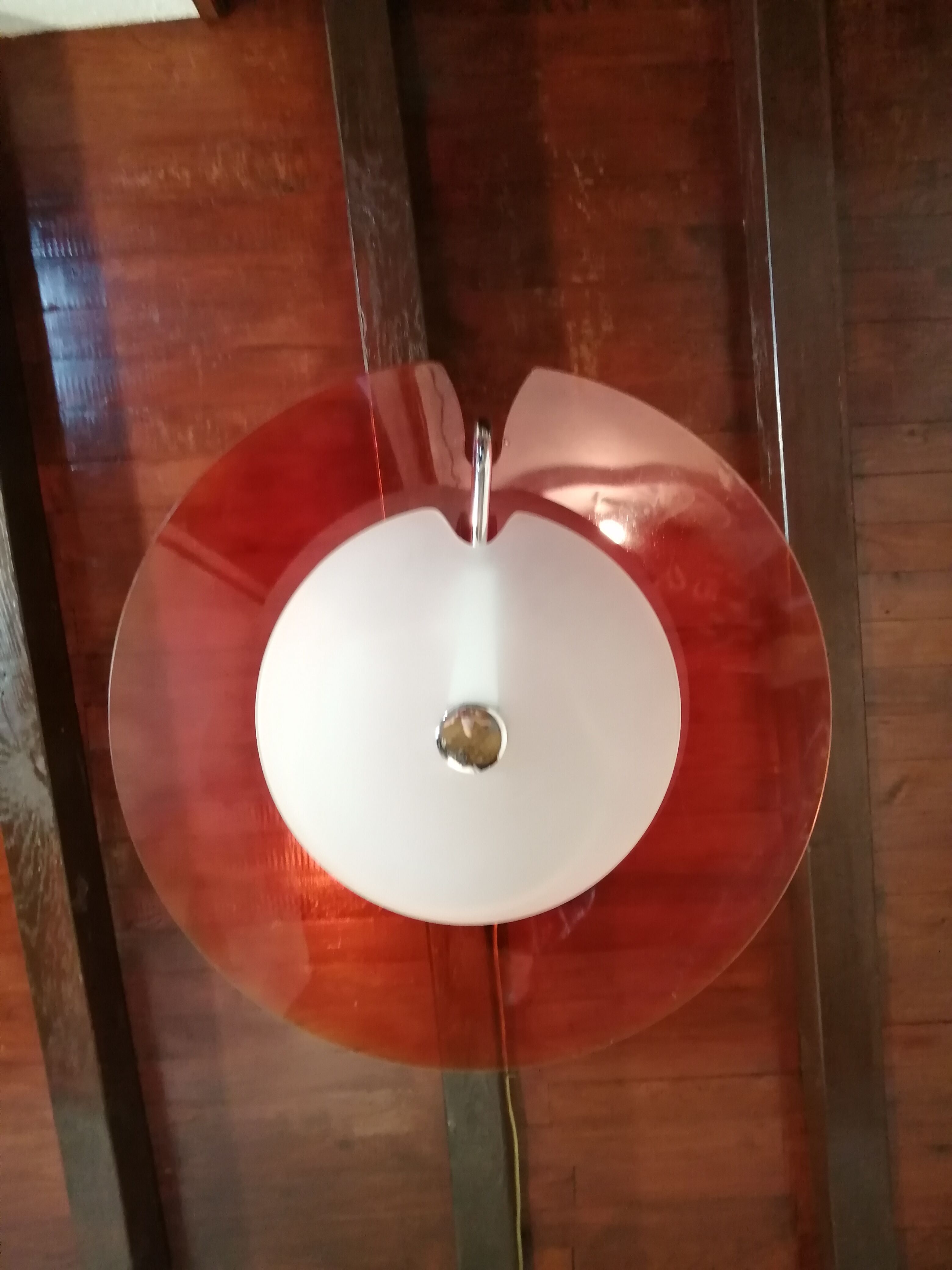 Vintage red space age glass pendant from the 80s