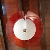 Vintage red space age glass pendant from the 80s