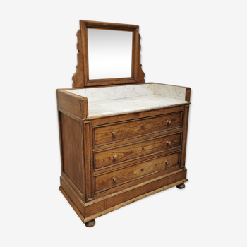 Dresser dressing table 1900 in oak and marble