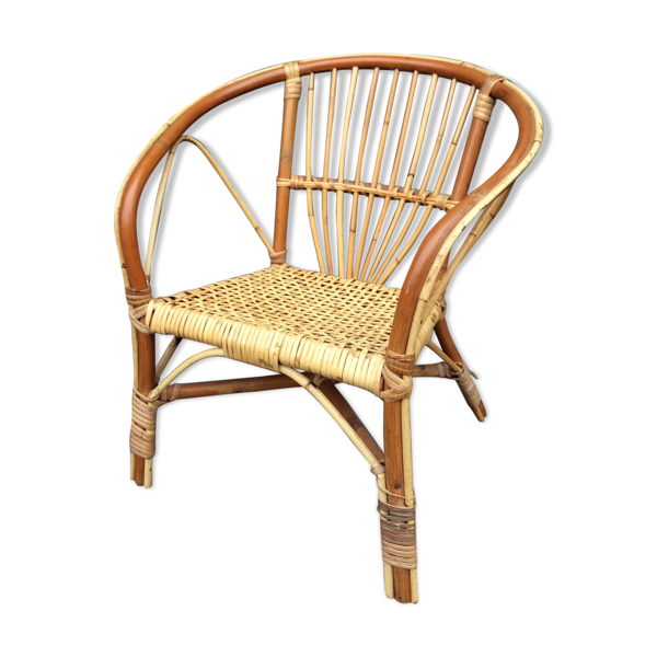 Chaise enfant en rotin des années 60-70
