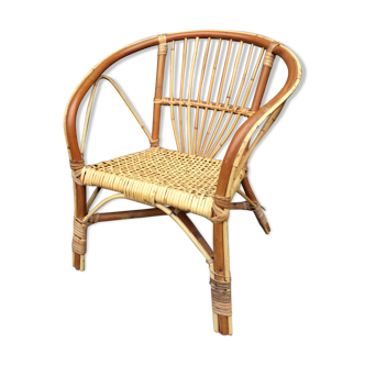 Chaise enfant en rotin des années 60-70