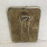 Ancien miroir de barbier contour en aluminium et trépied décoration vintage
