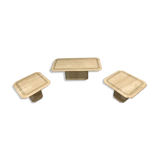 Set of 3 vintage travertine coffee table and side tables, 1980s