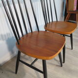Pair of scandinavian teak chairs with bars