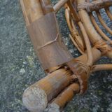 Small round rattan children's chair, vintage 70s