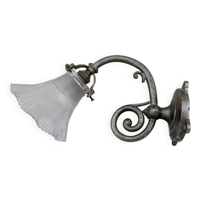 Ancienne Applique murale en laiton  tulipe verre Holophane