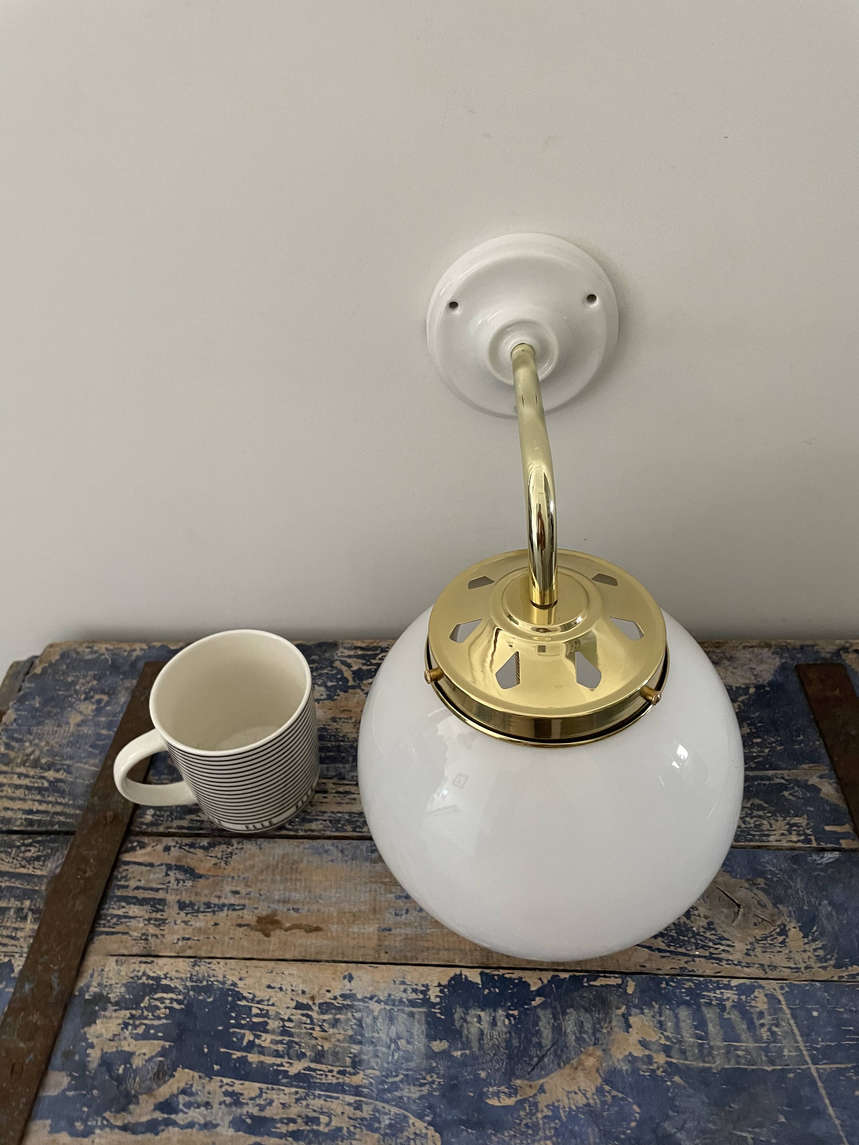 Vintage white opaline wall lamp