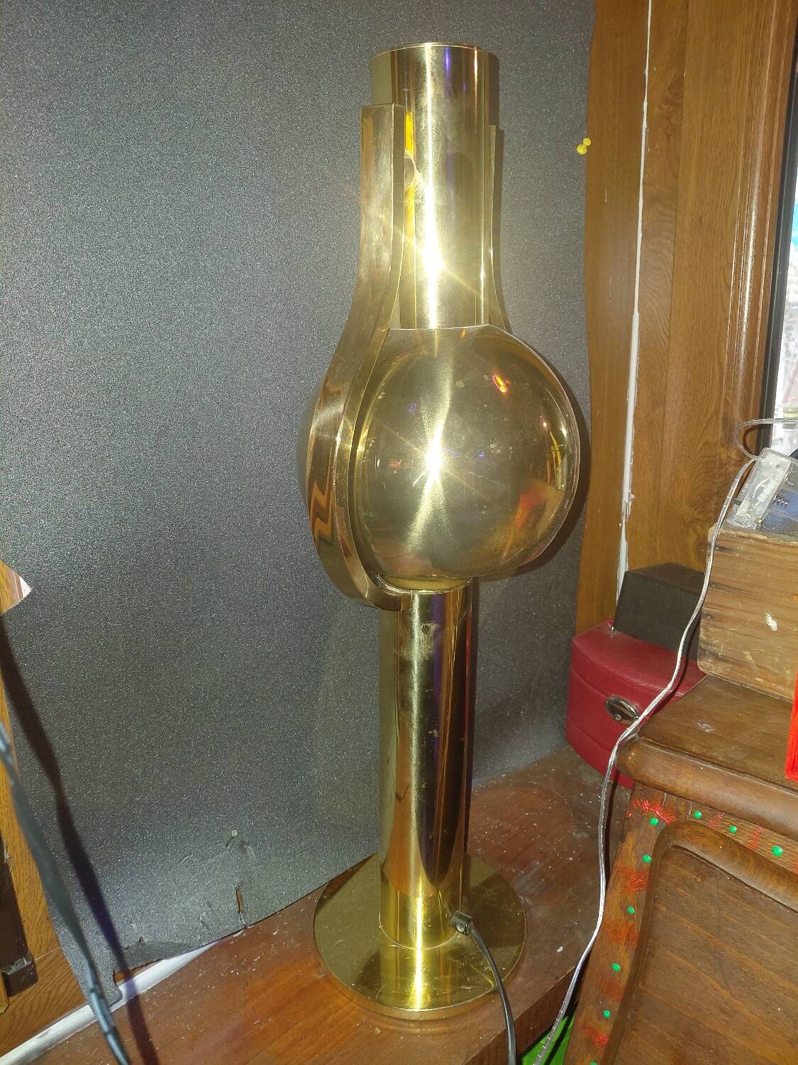 1970s Brass Space Age Staff Lamp